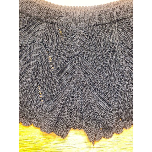 Black Knit Crochet Patterned Womens Shorts - Picture 2 of 4
